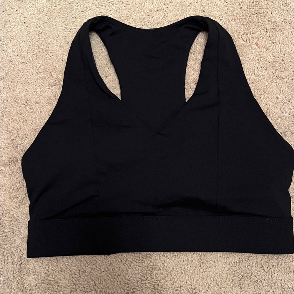 Fabletics Black Longline Sports Bra Holds Phone